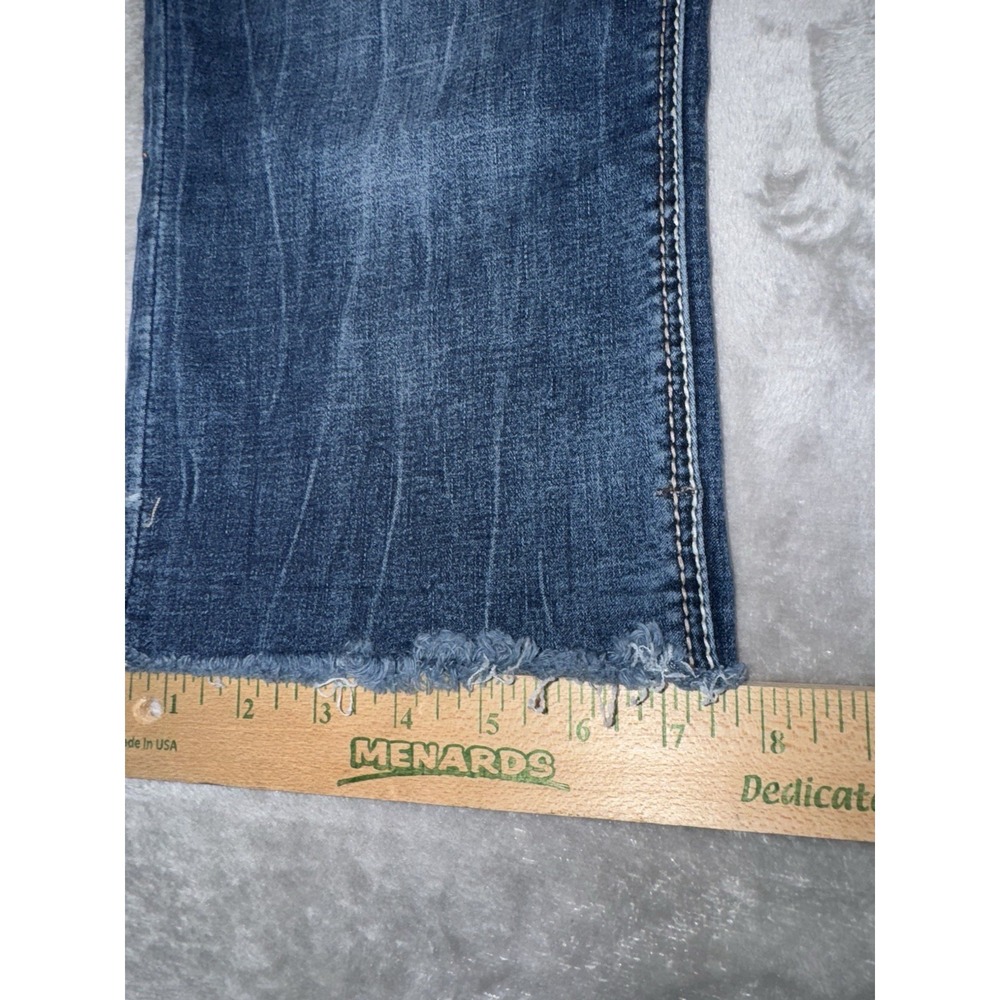 Rhythm‎ In Blues Cutoff Capri Jeans Sz 10 Mid Rise Stretch Med Wash Thick Stitch - Picture 9 of 16